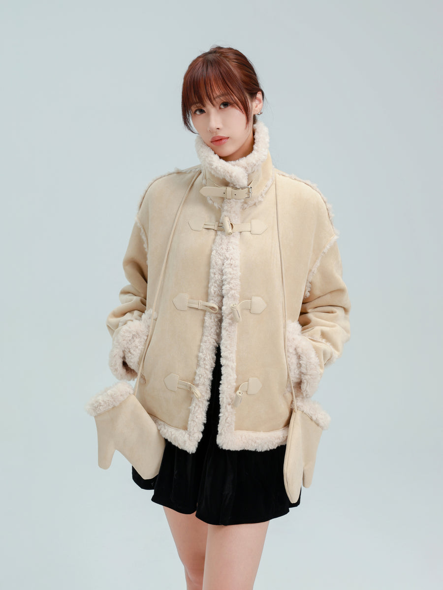 【LuvLux】2WAYネック・ムートンダッフル（グローブ付き）