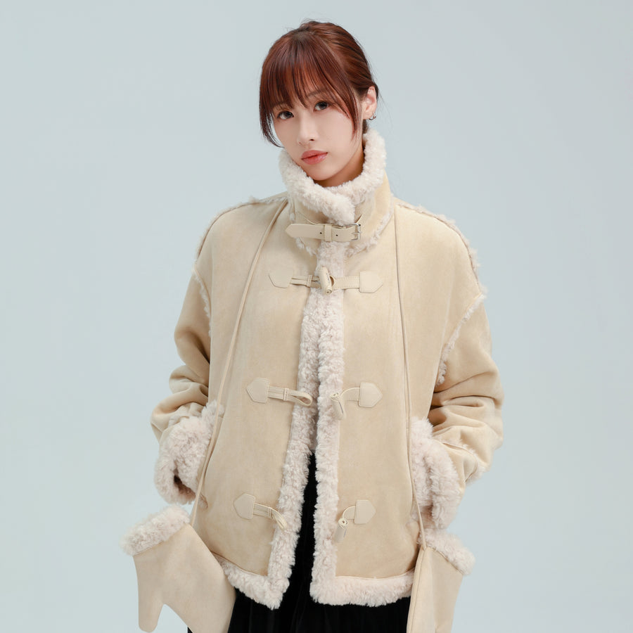 【LuvLux】2WAYネック・ムートンダッフル（グローブ付き）