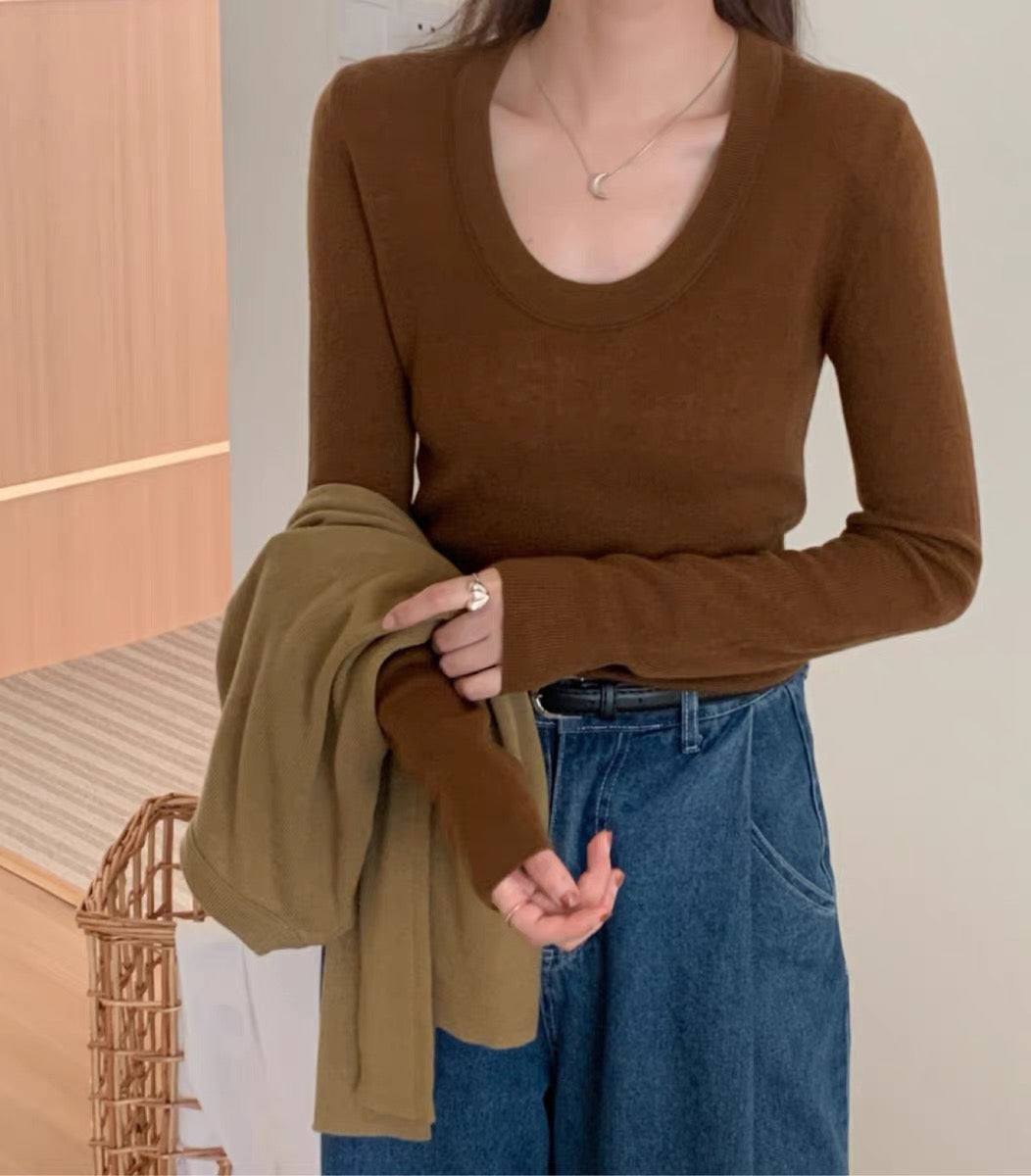 【100%メリノウール】ラウンドネックセーター