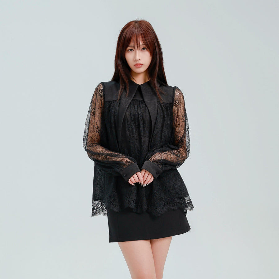 クラシカル レース ボウタイ ブラウス